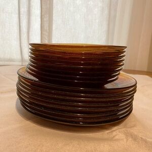 Set of Vintage Duralex Amber Glass plates